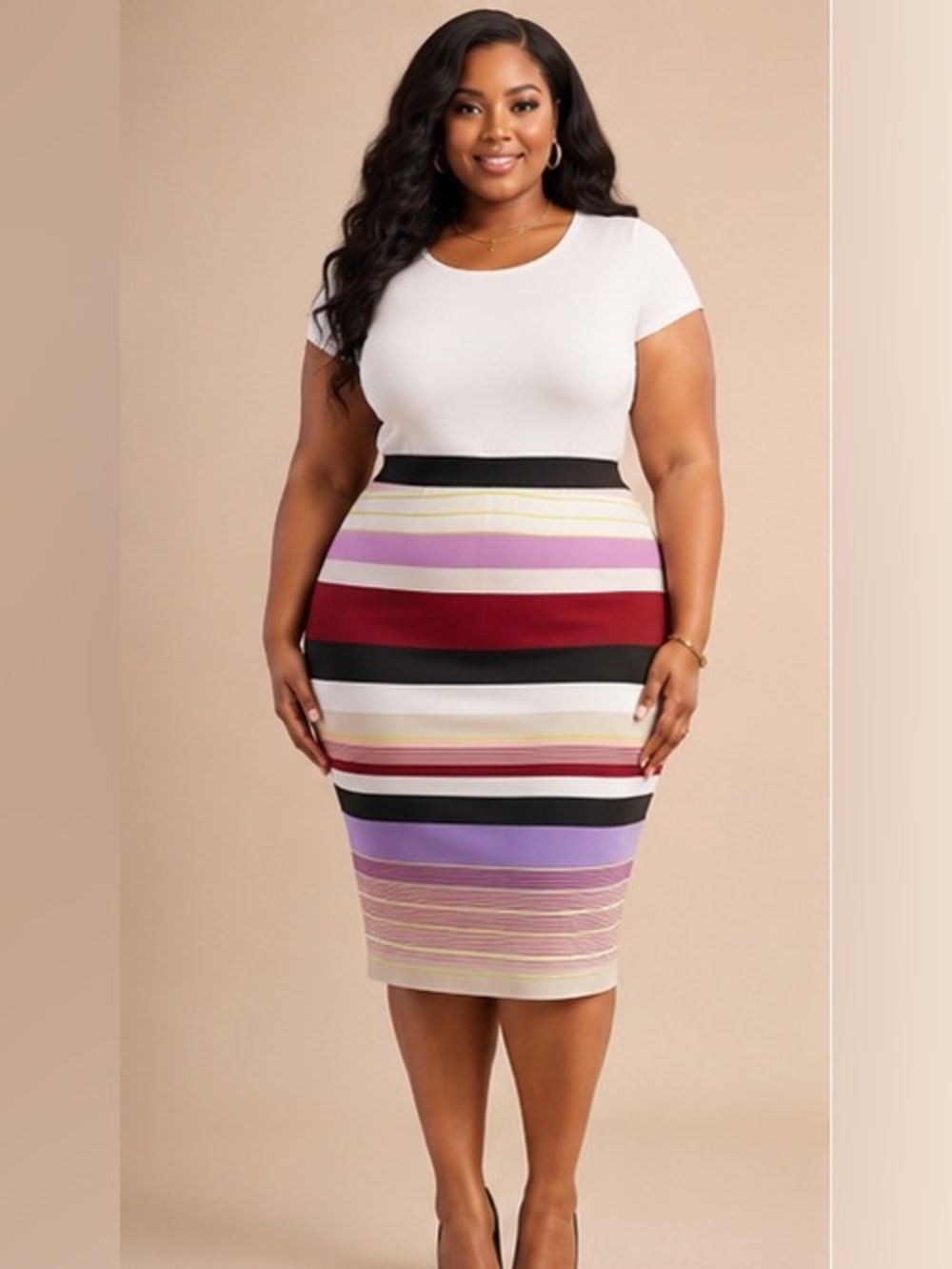 Eloquii Colorful Stripped Skirt